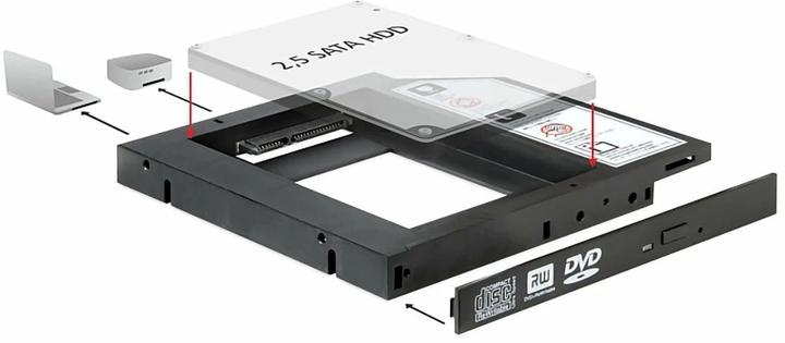 Image du produit Delock Adaptateur de baie DVD pour SSD 2.5 SATA pour HDD&SSD 2.5 SATA
