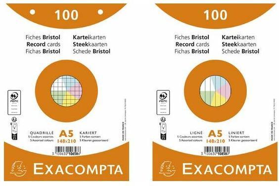 Immagine prodotto Exacompta Formato della scheda: DIN A5 Struttura della riga: vuota (A4, 205 g/m², 100 x)