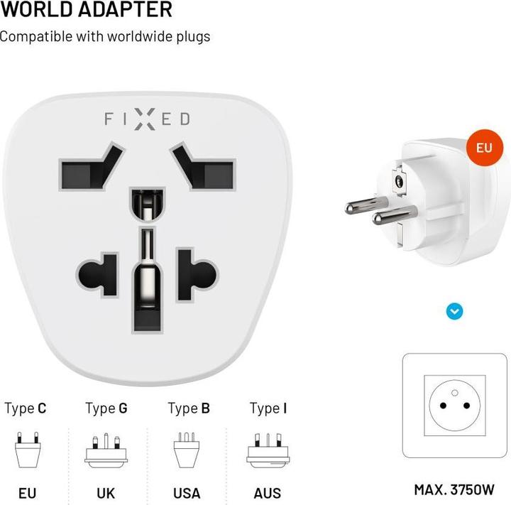 Productafbeelding Fixed EU Adapter, wit