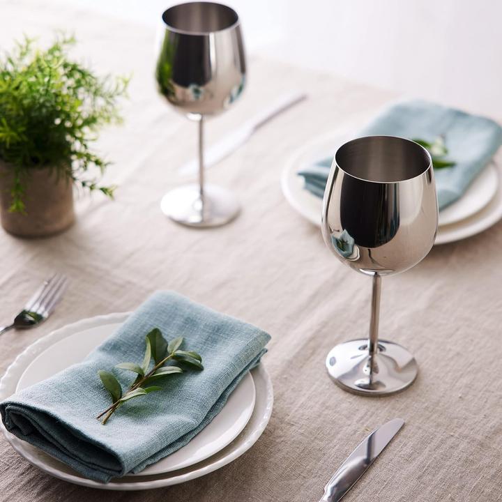 Produktbild Oak & Steel Edelstahl Weingläser Silber 4er-Set (50 cl, 4 Gläser, Weingläser Set)