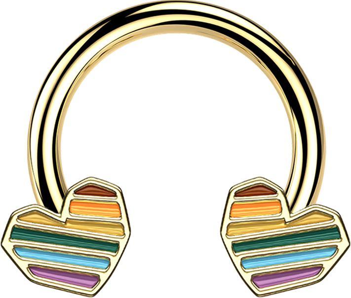 Star Piercing Micro Circular Barbell 14k vergoldet Regenbogen Herz (Chirurgenstahl 316L, Messing)