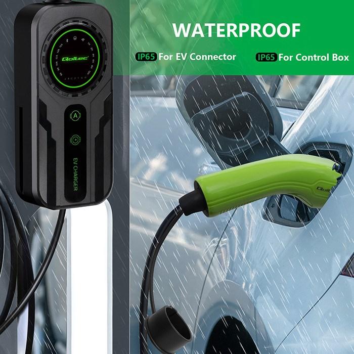 Produktbild Qoltec Mobilna ładowarka do samochodu elektrycznego EV z regulacją 2w1 Typ2 | SCHUKO | 3.5kW | 230V (Typ 2, 3.50 kW, 16 A)