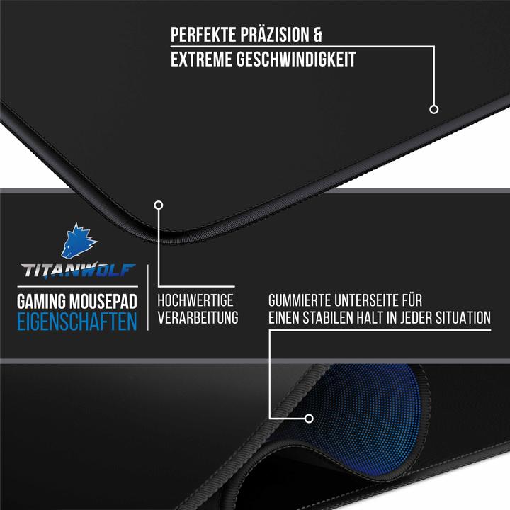 Image du produit Titanwolf Tapis de souris de jeu, Tapis de souris XXXL Speed 1200 x 600 mm, Vitesse & Précision, inscription (3XL)