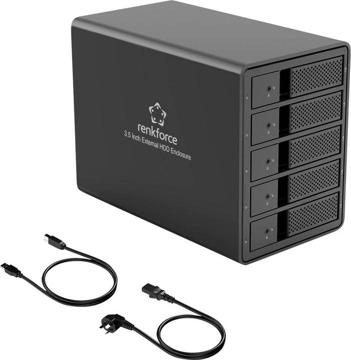 Produktbild Renkforce RF-6647600 8.9 cm (3.5 Zoll) Festplattengehäuse 5 Bay 3.5 Zoll USB-A ( (3.5")