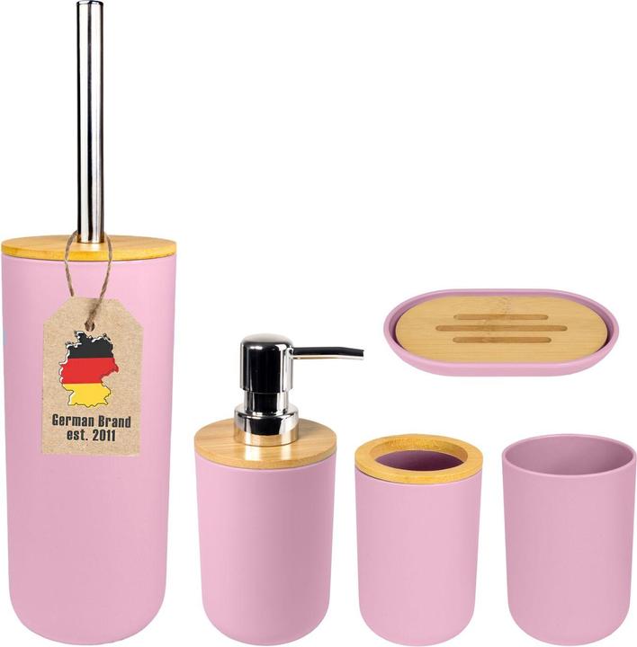 Produktbild Intirilife Badezimmer Zubehör Set inkl. Zahnputzbecher Seifenschale Seifenspender Toilettenbürste