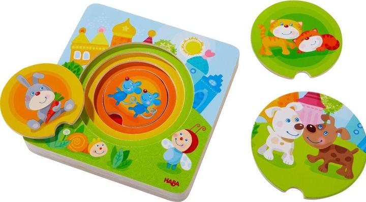 Actual product image Haba Wooden puzzle motley animal children (5 pieces)