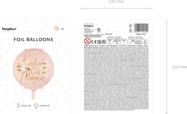 Actual product image Partydeco Foil balloon "Kocham Cię Mamo", 45 cm, pink (1 pkt / 1 pc.) (1 x)