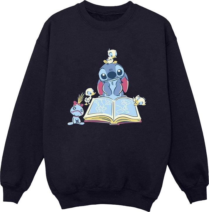 Actual product image Disney Mens Lilo & Stitch Reading A Book Sweatshirt (XXL)