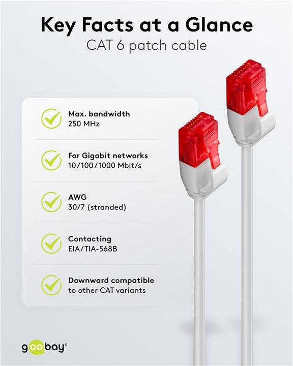 Energy Label Goobay network cable (U/UTP, CAT6, 0.50 m)