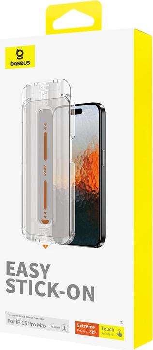 Produktbild Baseus iPhone 15 Pro Max Saphire Series Displayschutz Panzerglas mit Sichtschutz (1 Stück, Apple iPhone 15 Pro Max)