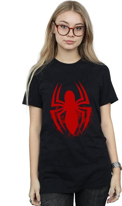 Actual product image Womens/Ladies Spider-Man Logo Emblem Cotton Boyfriend T-Shirt (M)