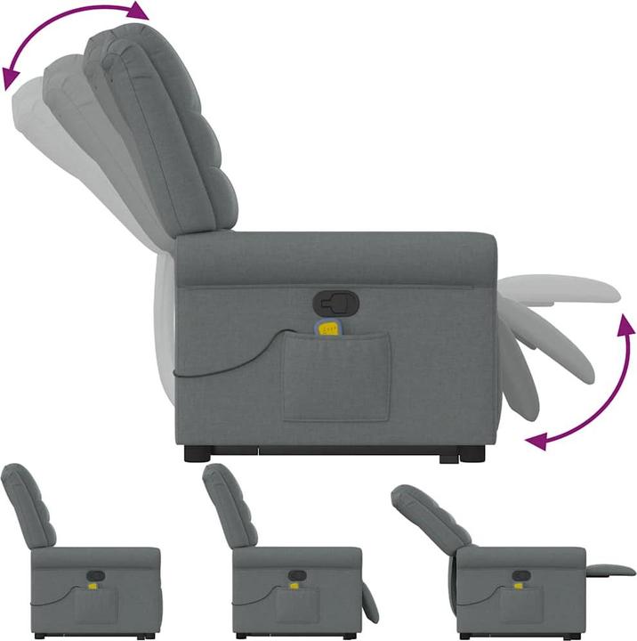 Produktbild VidaXL Massagesessel mit Aufstehhilfe Dunkelgrau Stoff