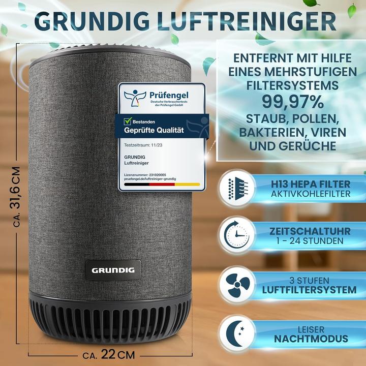 Actual product image Grundig Luftreiniger mit HEPA- und Aktivkohlefilter (49 m²)