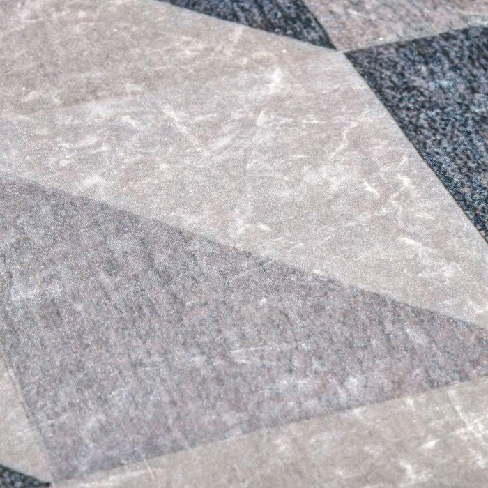Produktbild Swisshandel24 Teppich mit geometrischen Formen, Vliesbeschichtung, 120x170cm, Dunkelgrau + Hellgrau (170 x 120 cm)
