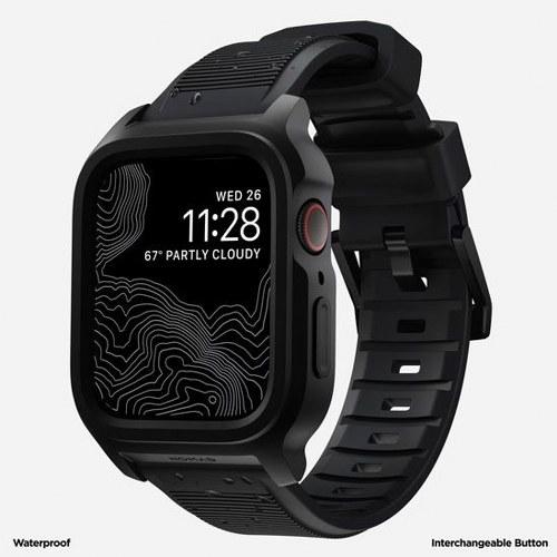 Nomad Rugged Case -suojakotelo, Apple Watch 45 / 44 /, musta (FluoroKunststoff, Apple Watch Series 8)