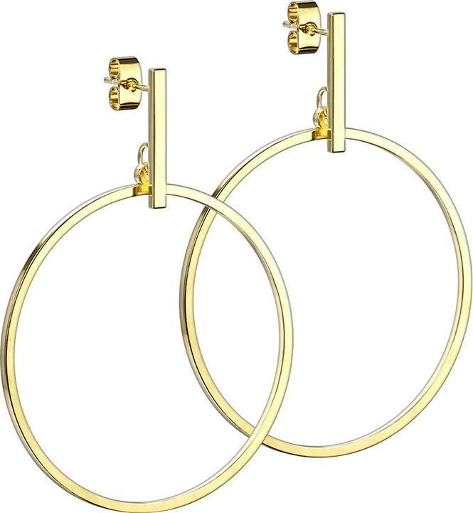Actual product image Star Piercing Stud Earrings Gold Plated Bar Pendant Circle (without brass, Surgical steel 316L)