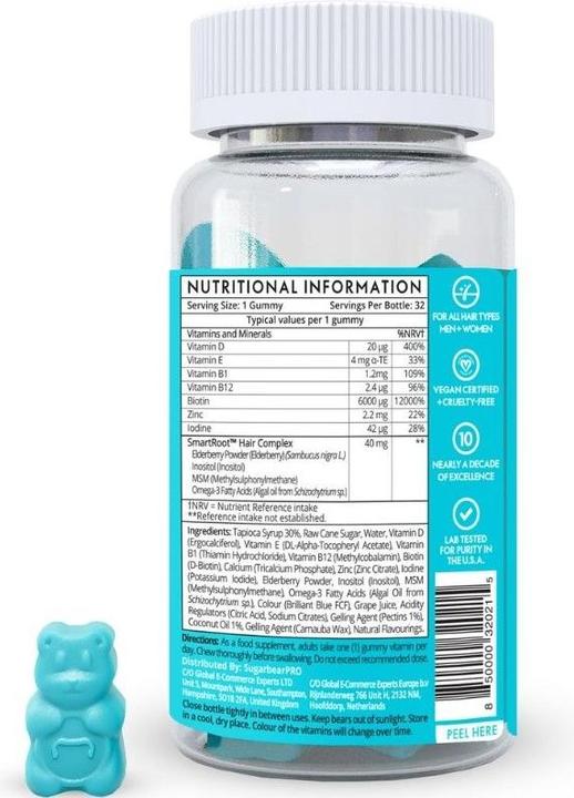 Nährwerte und Zutaten Sugarbearhair Hair Vitamins DUO (120 Stück, Gummies, 300 g)