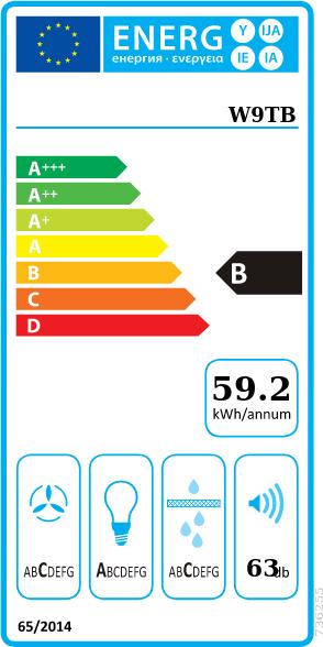Label énergétique Gorenje W9TB Hotte cheminée sans tête 90cm sw (Hotte murale)
