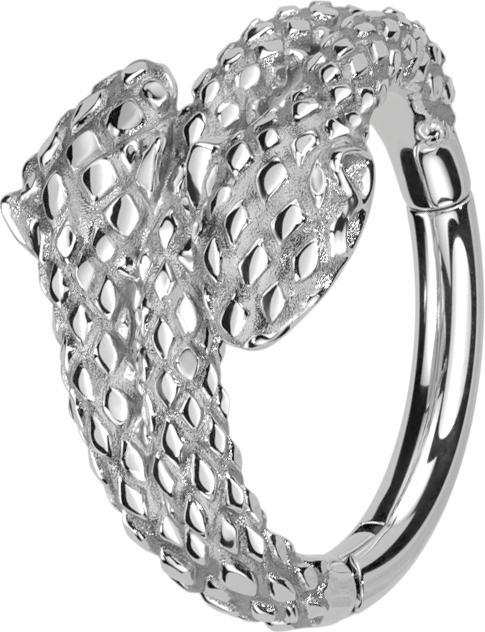 Produktbild Star Piercing Micro Segmentring klappbar silber doppelter Schlangenkopf (ohne Messing, Chirurgenstahl 316L)
