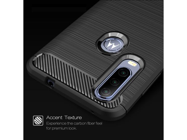 Actual product image Screenguard Motorola One Action Case Carbon Brushed Soft TPU (Motorola One Action)