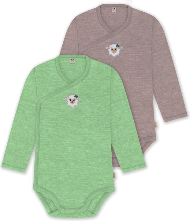 Normani 2er Pack Bio Baby-Body Langarm Wickelbody aus Merinowolle für Junge und Mädchen - 9353