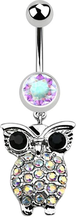 Immagine prodotto Star Piercing Banana in argento con ciondolo gufo e occhi grandi multicolore (Acciaio chirurgico 316L, senza ottone)