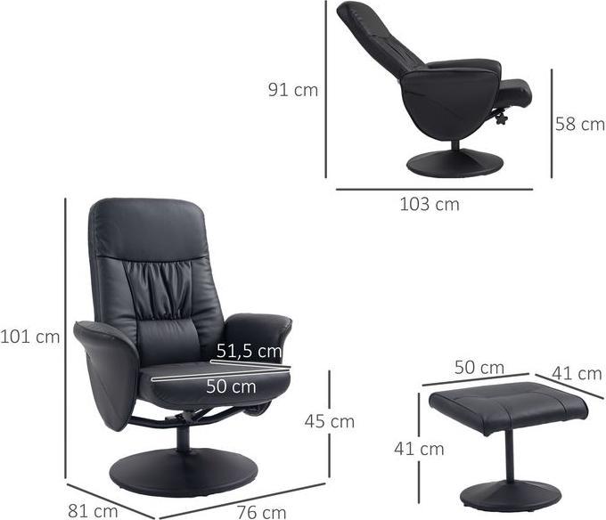Image du produit Swisshandel24 Fauteuil relax avec pouf, Fauteuil TV, Fauteuil TV inclinable, Fauteuil pivotant pour salon