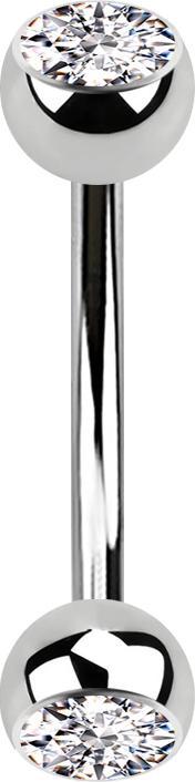 Produktbild Star Piercing Banane silber mit zwei Kugeln Kristall silber (ohne Messing, Chirurgenstahl 316L)