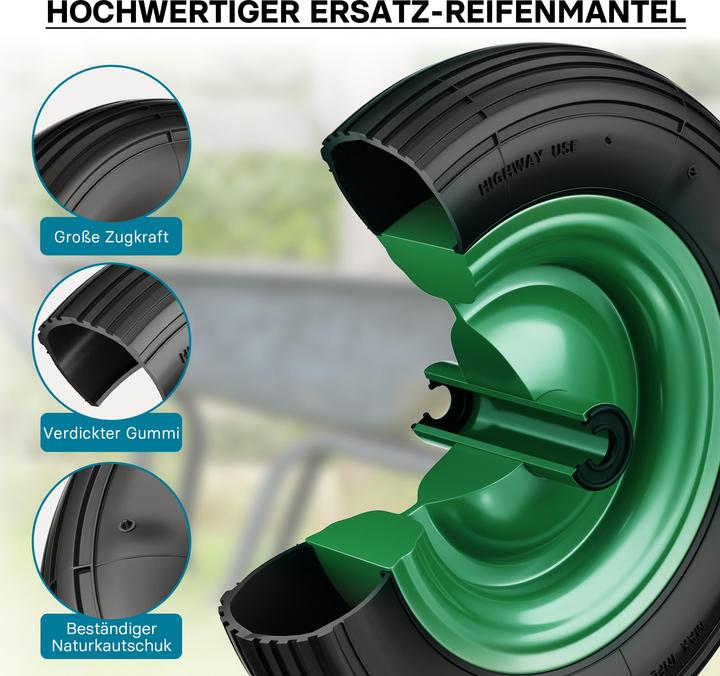 Produktbild Wiltec Rad Reifen 3.50-8 120kg Winkelventil Luftreifen Felge Ersatzrad Sackkarre