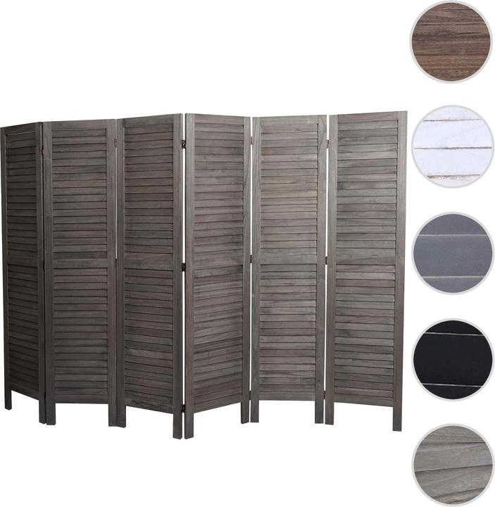 Mendler Paravent HWC-G30, Cloison de séparation visuelle, Shabby-Look 170x240cm - gris-brun
