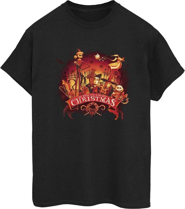 Actual product image Disney Womens/Ladies The Nightmare Before Christmas Scary Christmas Cotton Boyfriend T-Shirt (5XL)