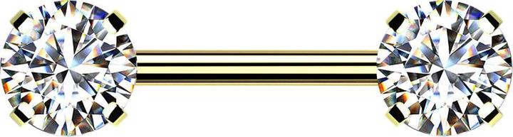 Star Piercing Threadless Barbell vergoldet front mit Kristall silber gefasst (ohne Messing, Chirurgenstahl 316L)