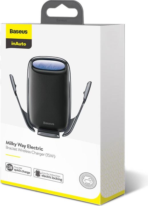 Produktbild Baseus Milky Way gravity car mount with Qi 15W induction charger black