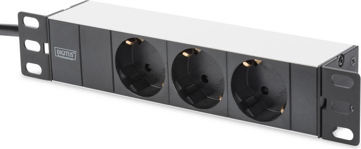 Digitus Socket strip 3-fold 25.4cm 10 inch black incl. installation bracket (3 x, CEE 7/3, 2 m)