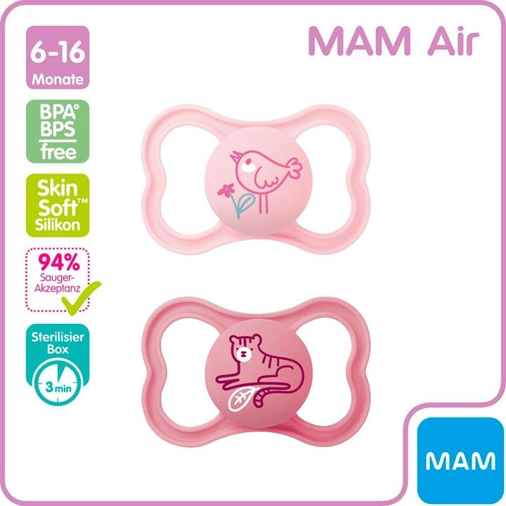 Produktbild MAM Air Silikon Schnuller, 2 Stück, 6-16 Monate (2 x, 6 - 16 Monate)