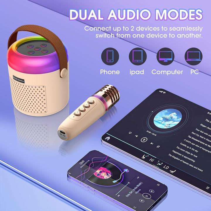 Immagine prodotto Pmgud Karaoke Maschine für Kinder mit Mikrofon & LED-Licht