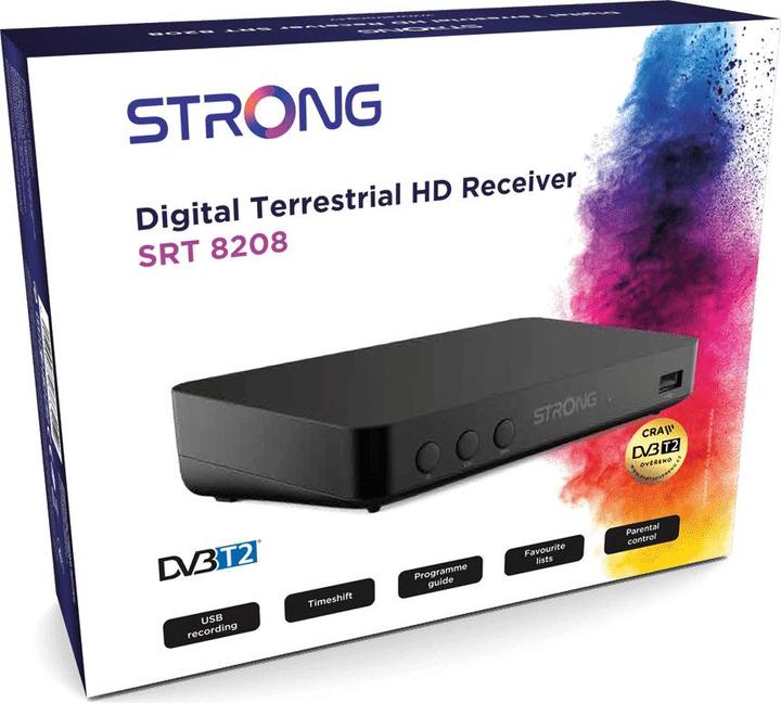 Immagine prodotto Strong DVB-T2 HD, ricevitore free-to-air, con funzione PVR (64 GB, DVB-T2, DVB-T, Slot CI+)