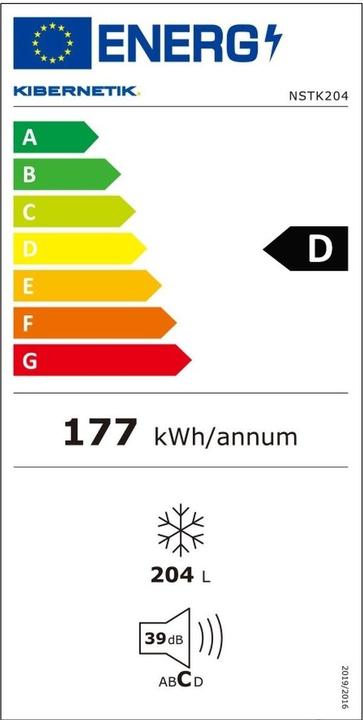 Energy Label Kibernetik ECOTK204 (Stand-alone, 204 l)