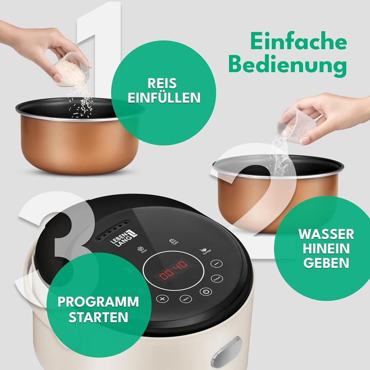 Actual product image Lebenlang Reiskocher mit Timer & Warmhaltefunktion