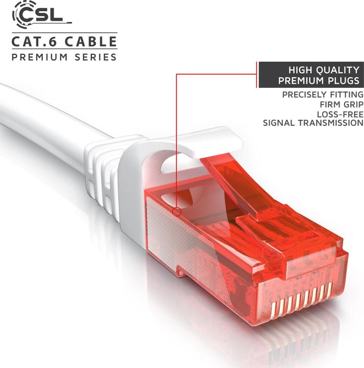 Produktbild CSL CAT.6 Netzwerkkabel - Ethernet Gigabit Lan Kabel RJ45 - Patchkabel - komp. CAT.5 CAT.6 CAT.7 CAT.8 (UTP, CAT6, 15 m)