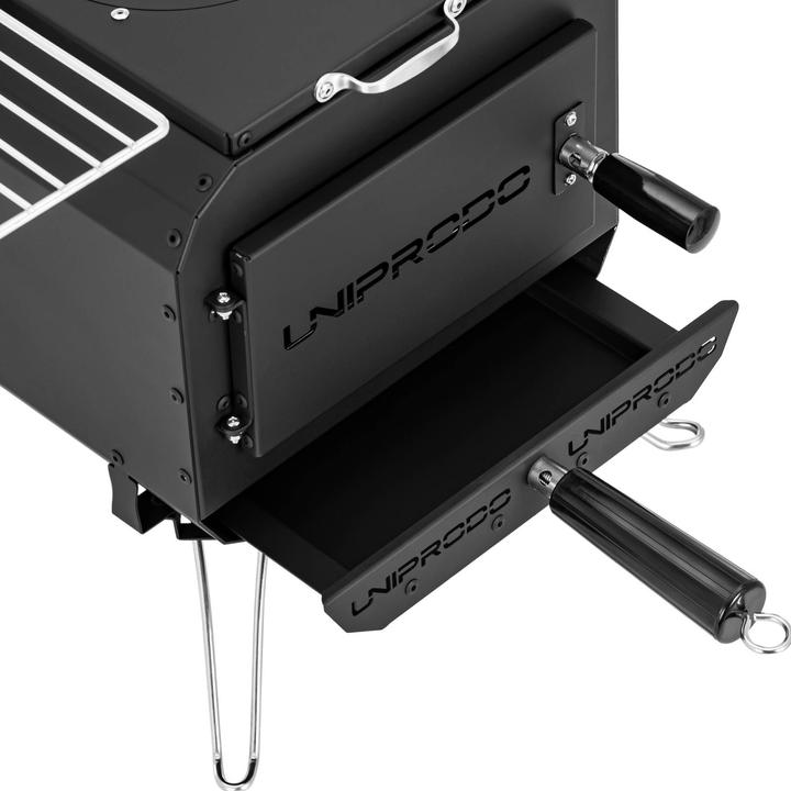 Immagine prodotto Uniprodo Stufa a legna per tenda - Nera - Pieghevole - 460 x 280 x 231 mm - Acciaio al carbonio