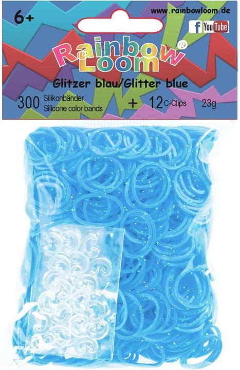 Actual product image Rainbow Loom Silicone straps glitter blue (300 pcs.)