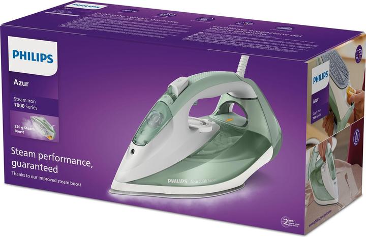 Produktbild Philips 7000 series DST7012/70 iron Steam iron SteamGlide Plus soleplate Green, Grey (2600 W, 220 g/min)