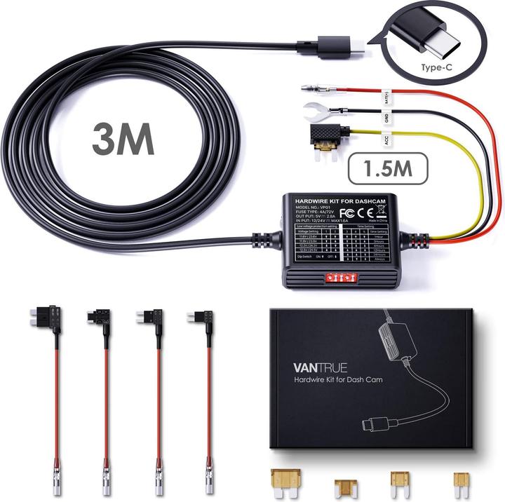 Produktbild Vantrue Dashcam Hardwire Kit mit Sicherungshaltern