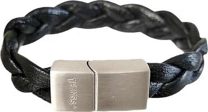 Thomss Lederarmband No.01 Little Kinder-/Jugendarmband Schwarz mit Edelstahlverschluss (17.50 cm, Edelstahl, 100% Leder)