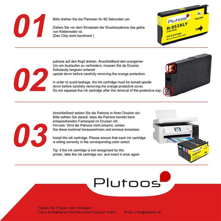Energie-Label Plutoos HP 953XL Patronen XXL kompatibel, 4er Farbset (C, M, Y, BK)