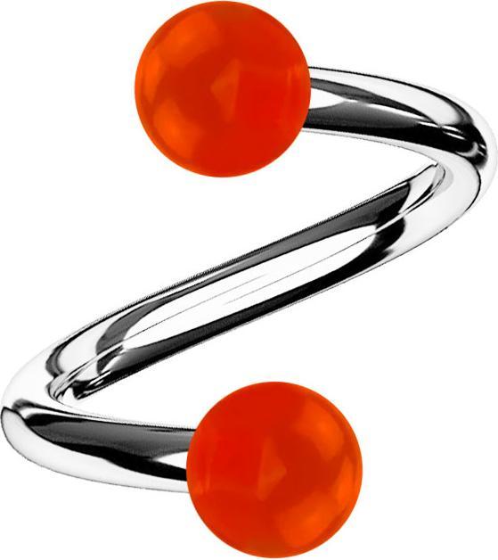 Star Piercing Micro Spirale silber mit zwei Kugeln rot transparent (Acryl, ohne Messing, Chirurgenstahl 316L)