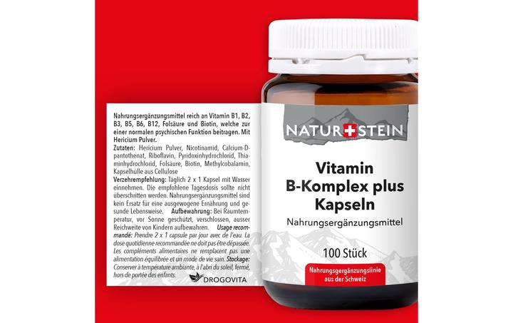 Valori nutrizionali e ingredienti Naturstein Complesso vitaminico B più (100 Pezzo/i, Pillole, 148 g)