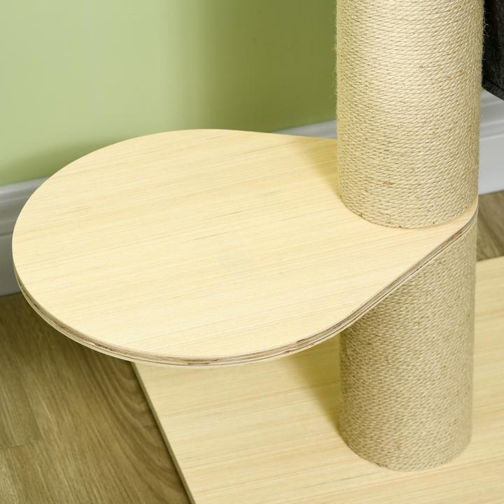 Produktbild PawHut Kratzbaum mit Hängematte und Aussichtsplattform (114 cm, Natur)