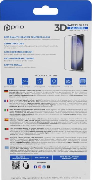 Immagine prodotto prio 3D Panzerglas Displayschutz für Samsung S25+ schwarz (1 Pezzo/i, Samsung Galaxy S25+)